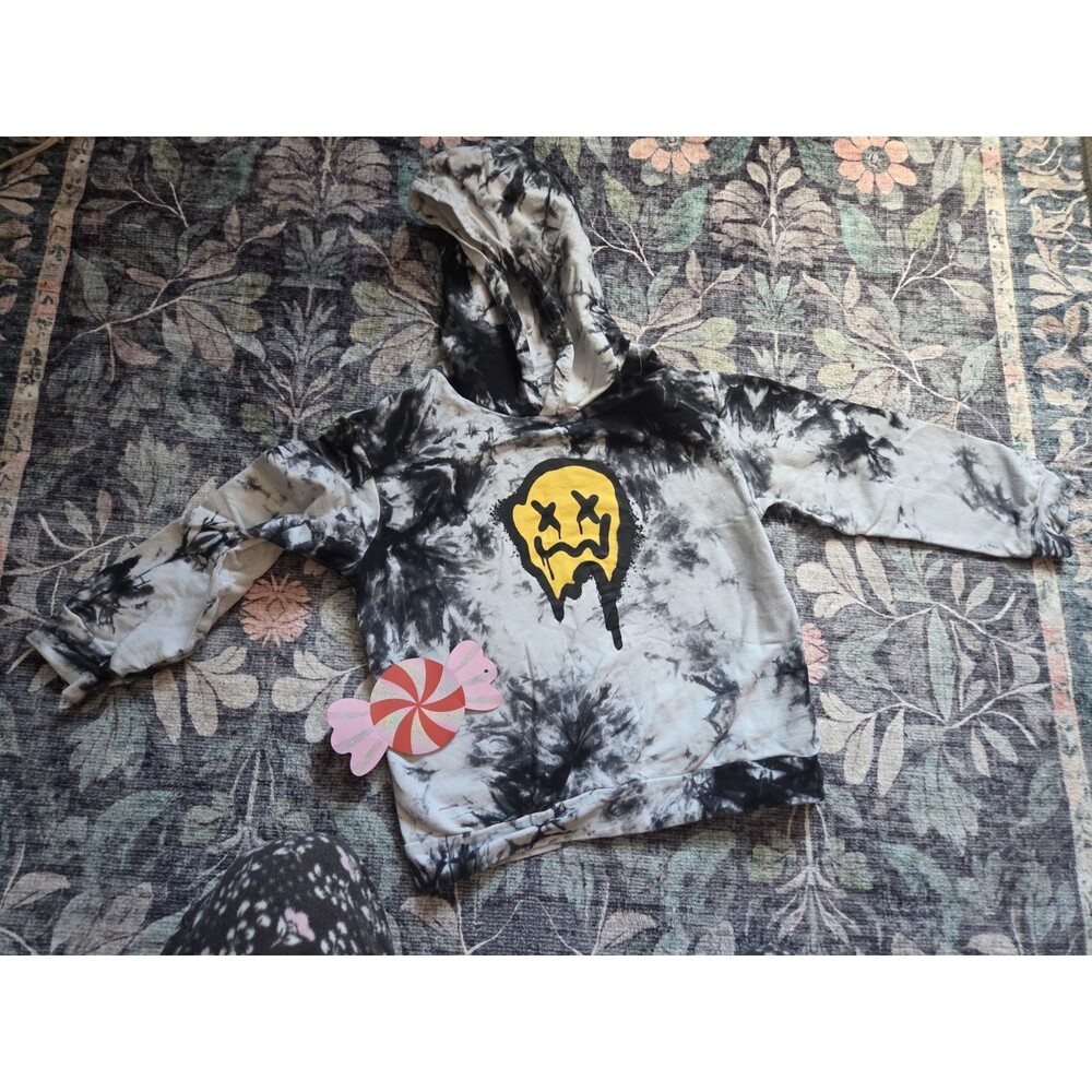 SHEIN Boys' Tie-Dye Pullover Hoodie Melting Emoji (8-10)
